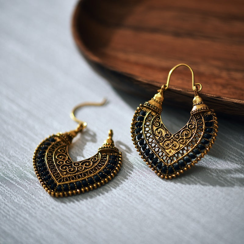 Bohemian Heart-shaped Woven Earrings