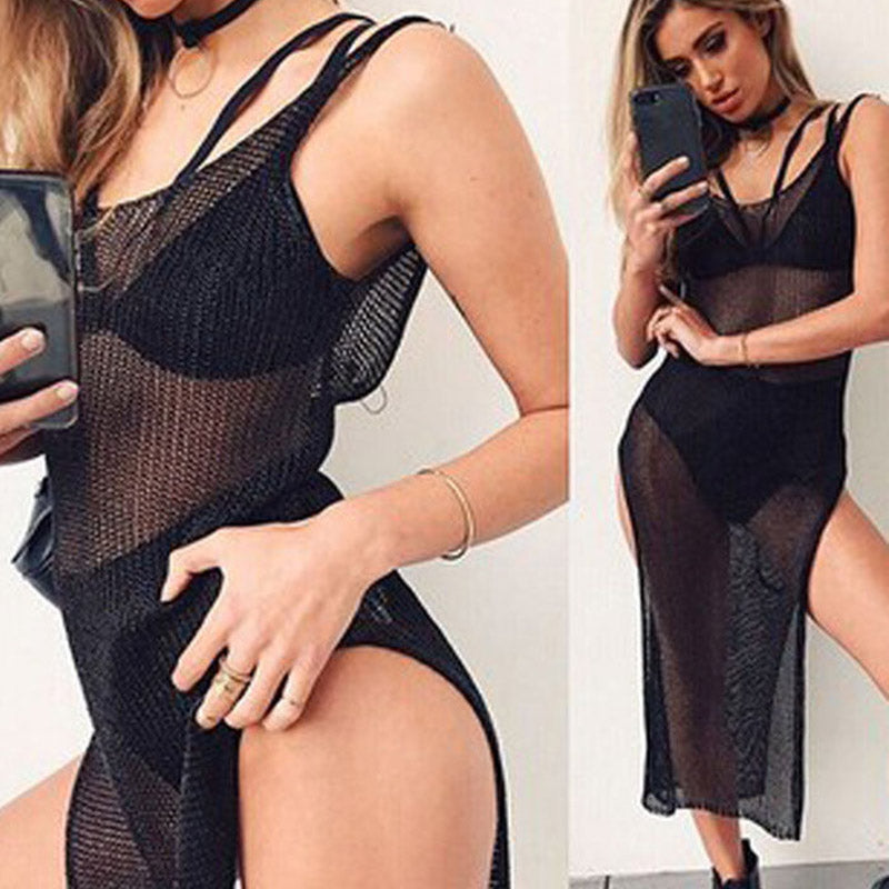 Sexy Lady’s Knitted Mesh Swimsuit Beach Dress