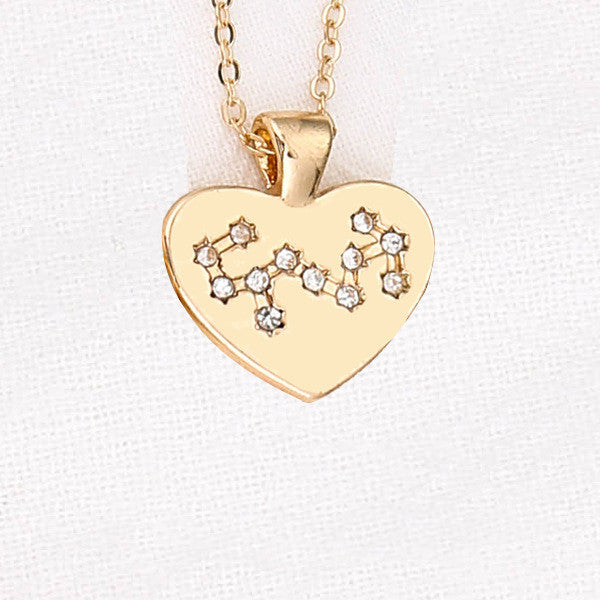 Zodiac Necklace Love Diamond Pendant