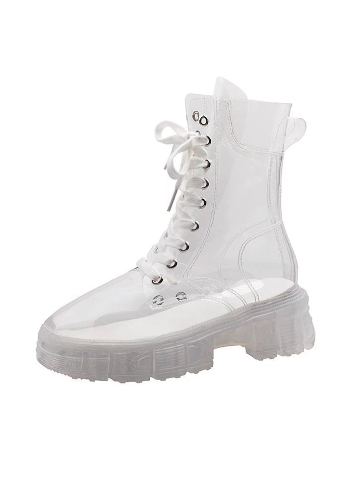 Crystal Sole Lace-up Fully Transparent Martin Boots
