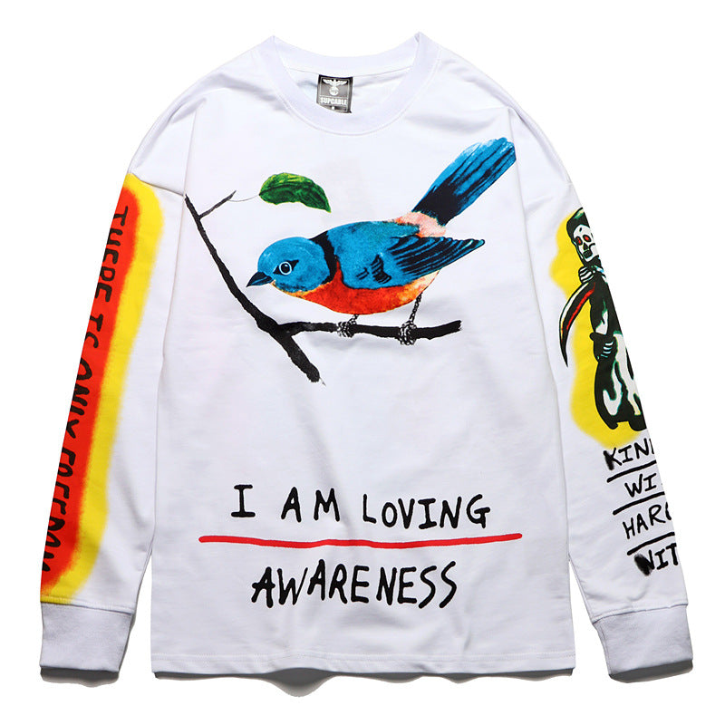 Kanye Western Style Pullover Graphic Print Long Sleeve T-shirt