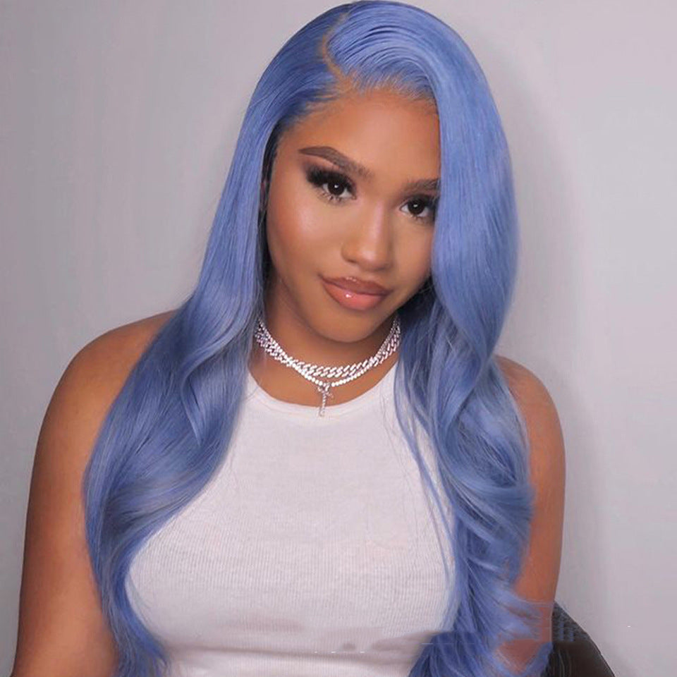 Baby Blue Body Wave 100% Human Hair 13X4 Silk Lace Front Wig