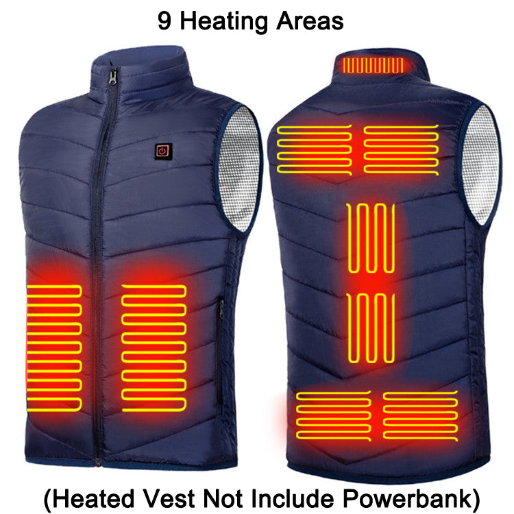 Blue- 9 heated areas, Winter USB Heating Jacket Men's And Women's Fashion Hunting Warm Clothing