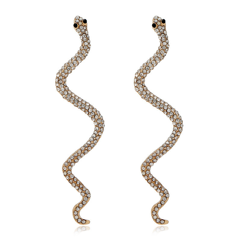 Ins Twisted Diamond Zodiac Snake Earrings Female