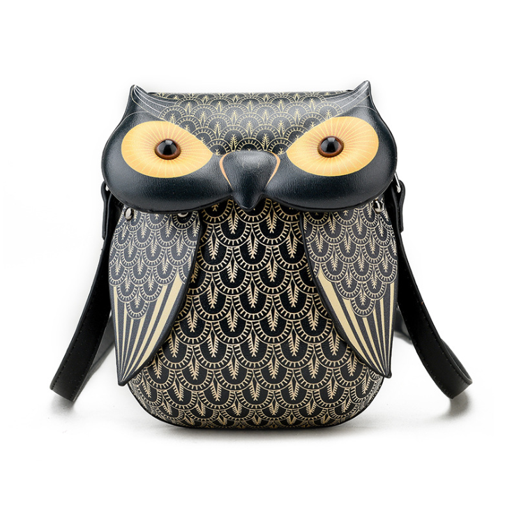 Three-dimensional Owl Leather shoulder bag