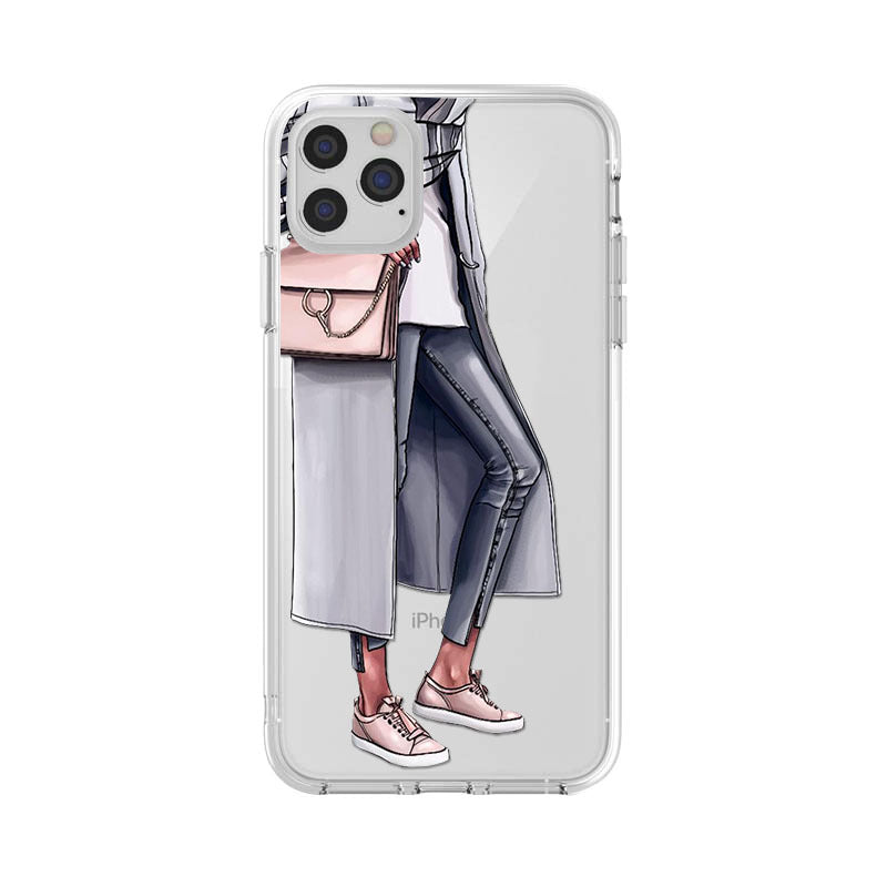 Fashion Lady Mobile Phone Case Transparent TPU Soft Protective Cover