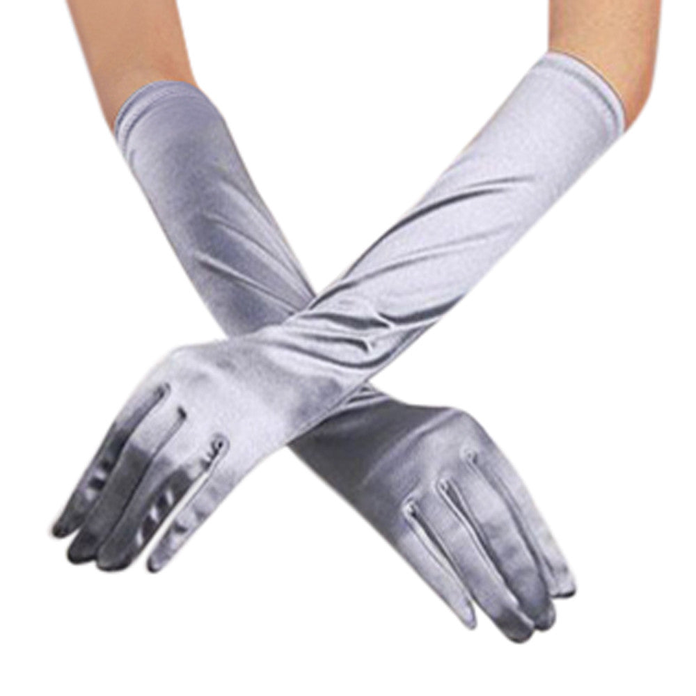 Womens Long Satin Gloves