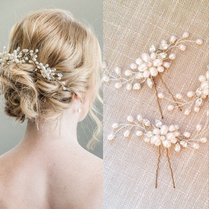 Handmade Pearl and Crystal Headdress Hairpin