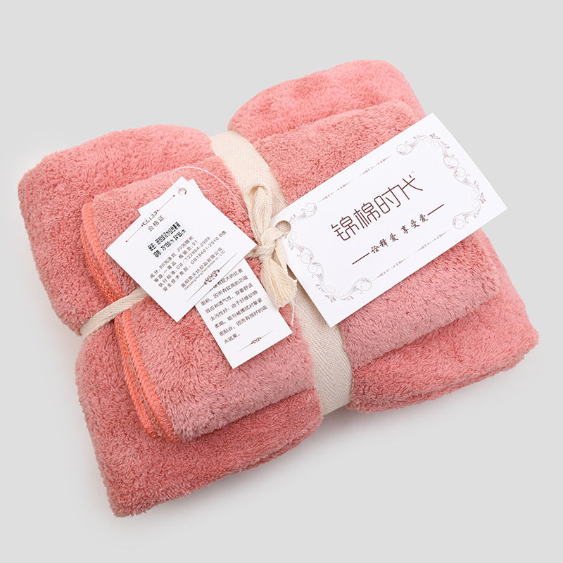 Coral velvet gift towel bath towel set