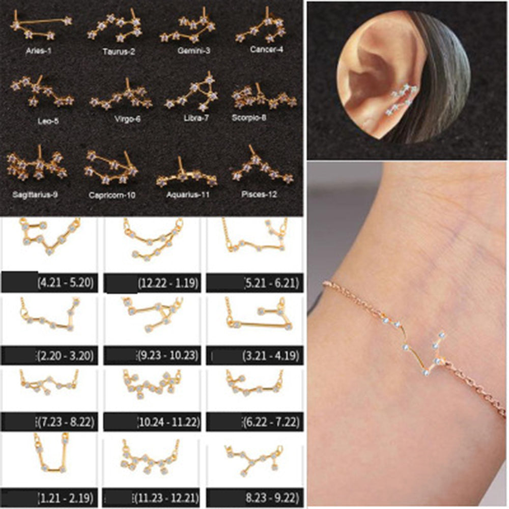 New Diamond Zodiac Bracelet and Earring Set