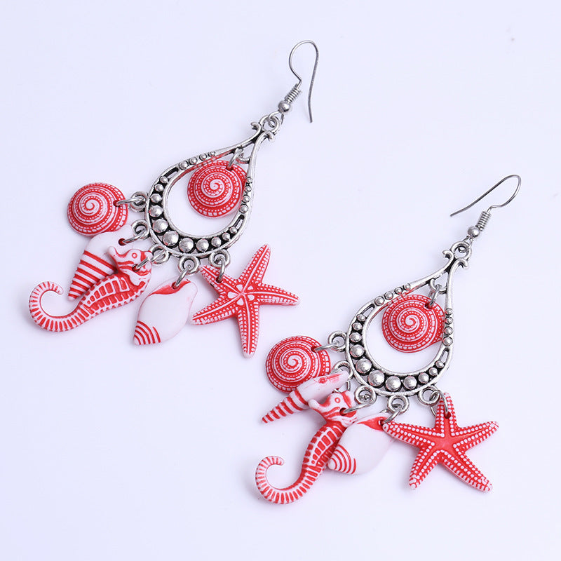 Sea Life Tassel Earrings