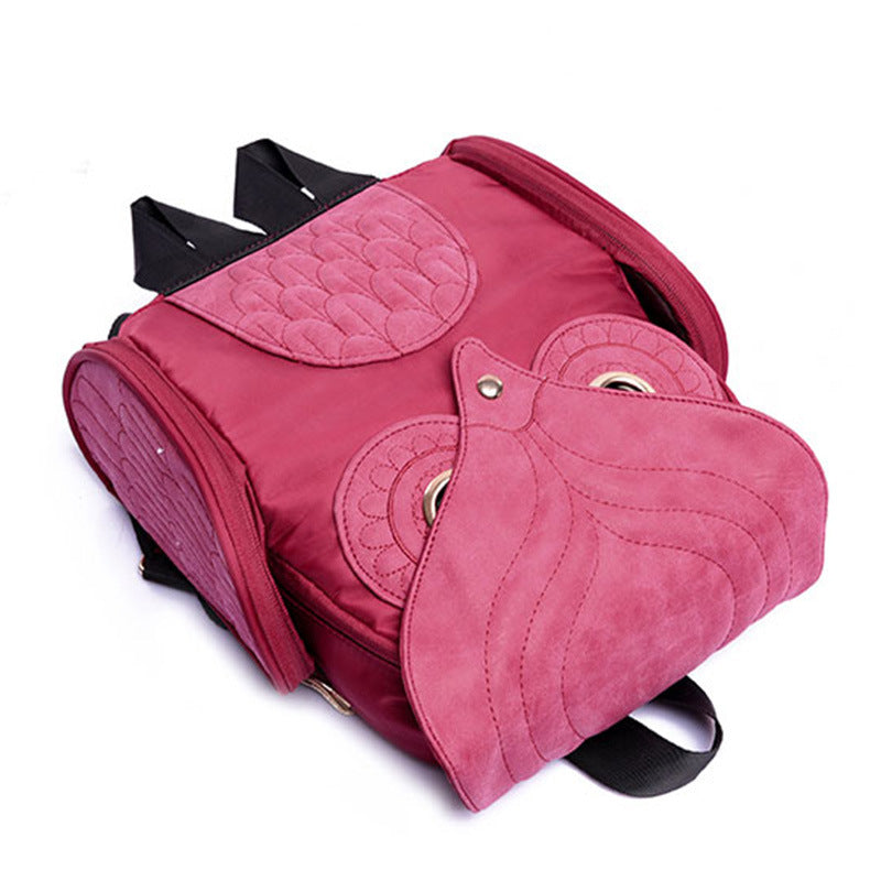 College wind backpack cartoon stitching scrub owl backpack