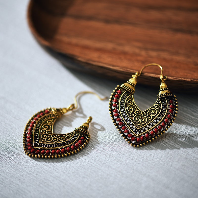 Bohemian Heart-shaped Woven Earrings