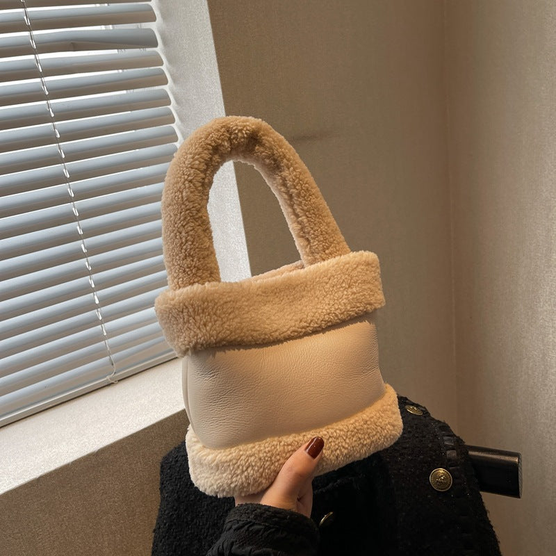 Tide Personality Splicing Fur Bag Sweet Handbag