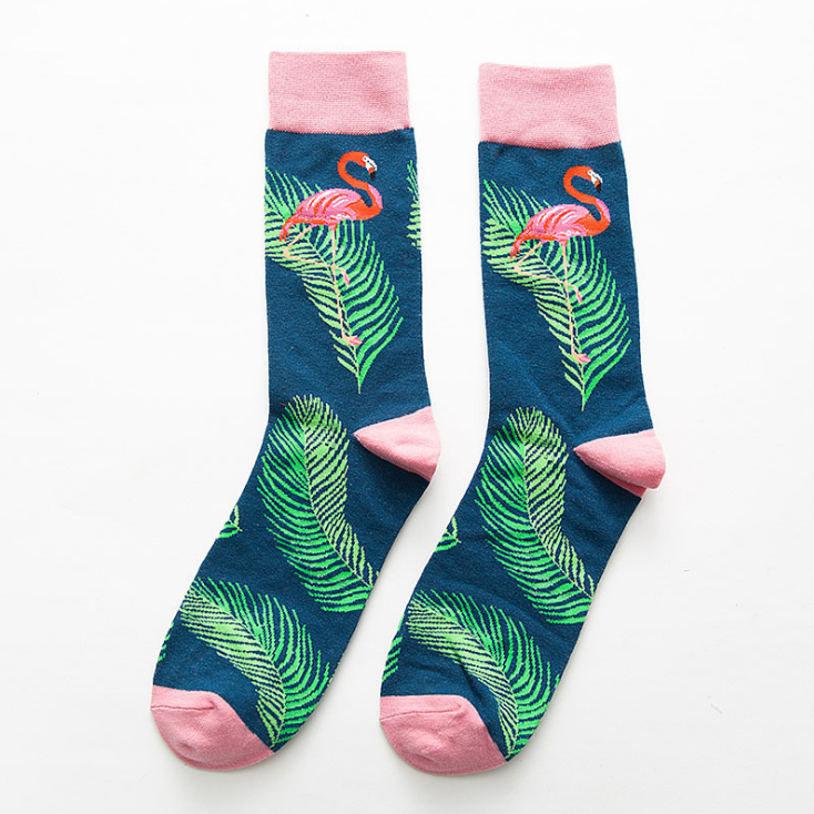 Crane flamingo cotton tube men's socks