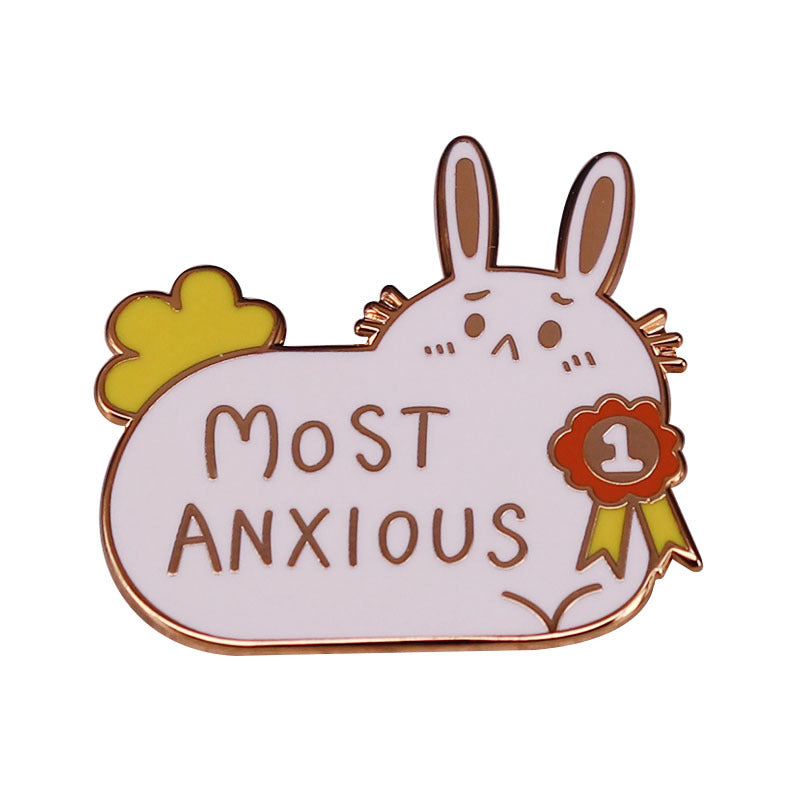 Anxiety Bunny Brooch Mental Health Awareness Badge