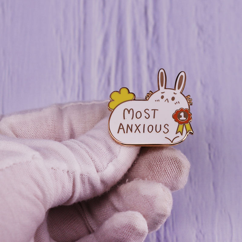 Anxiety Bunny Brooch Mental Health Awareness Badge