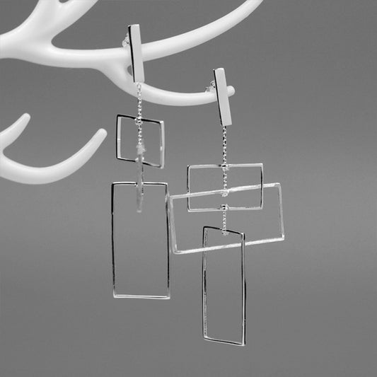 Stylish Three-dimensional square earrings