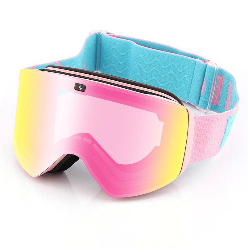 Snow Goggles with Magnetic Interchangeable Dual Layer Cylindrical Lens Anti-Fog UV Protection