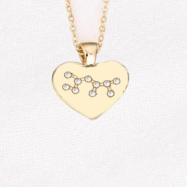 Zodiac Necklace Love Diamond Pendant