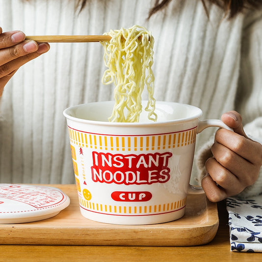 Instant Noodles Household ceramic bowl with lid