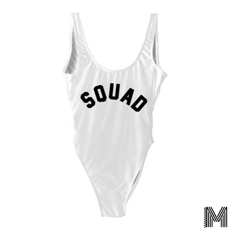 Lady’s Squad Letter Print Swimsuit