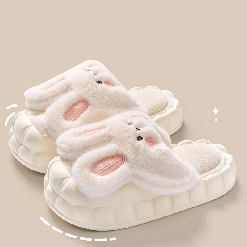 Cute Fuzzy Rabbit Detachable Washable House Shoes