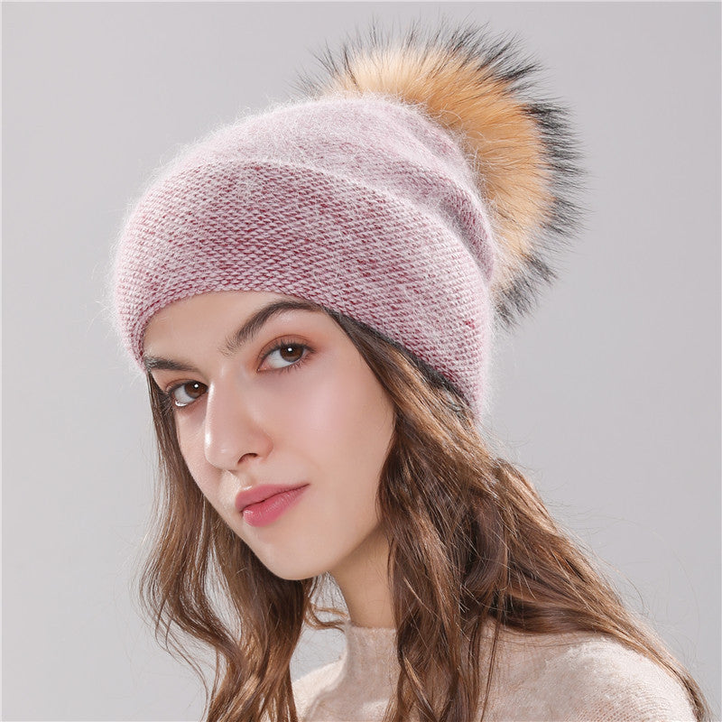 Angola Rabbit Fur Bonnet Girl 's Hat Fall Female Cap