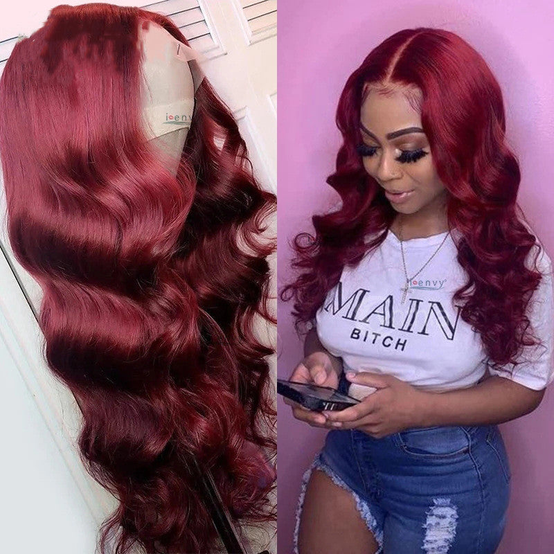 Wine Red 100% Human Hair Lace Front Brazilian Body Wave Wig