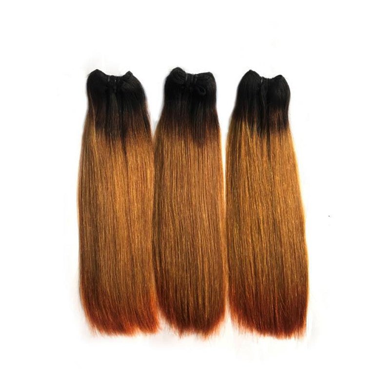 #4/30 with Orange tips Ombré Straight 8”- 22” Human Hair Bundles