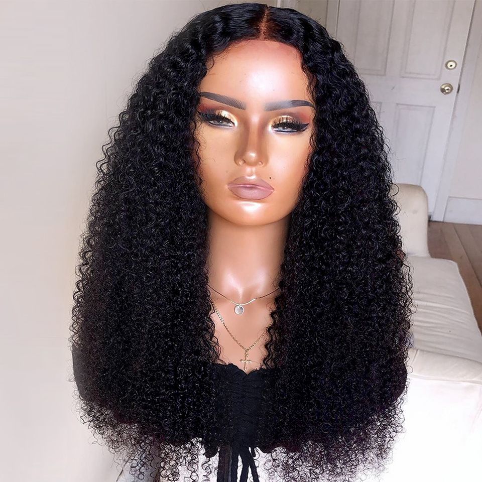 180 Density Long Kinky Curly Soft Fluffy Hair Lace Front Wig