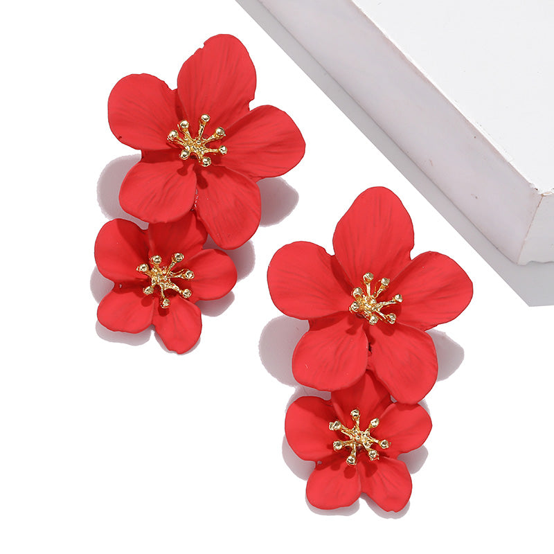 Double Layer Drip Sweet Flower Earrings