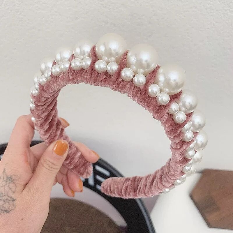 Pearl wide brim velvet headband