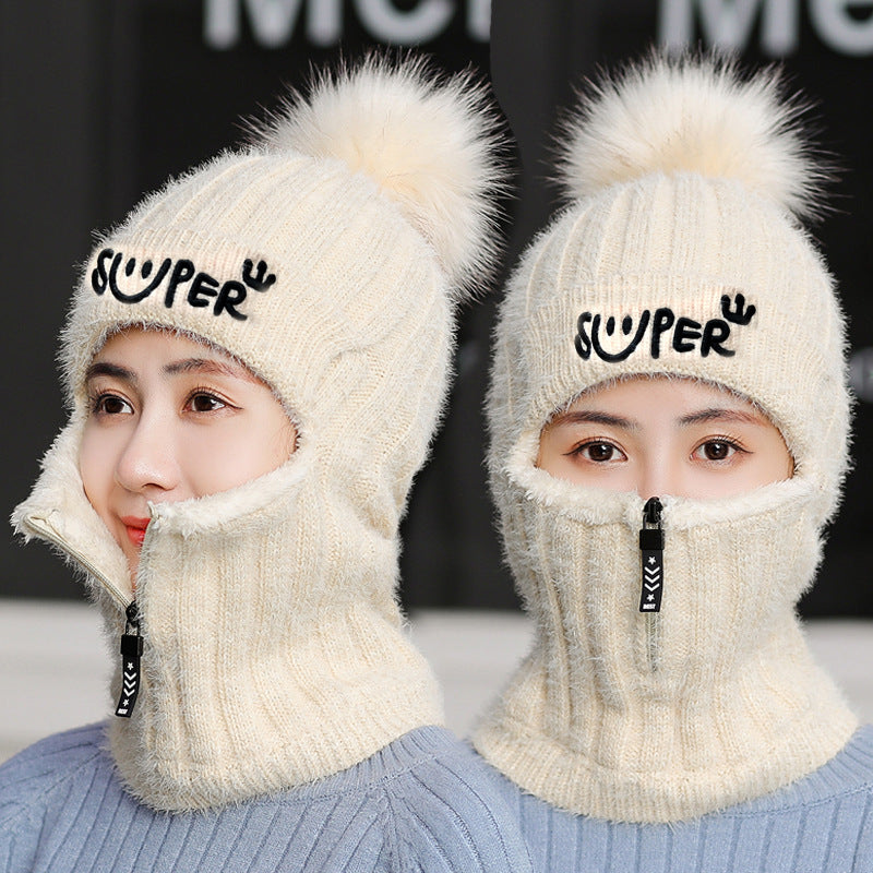 Winter knitted ear protection hat