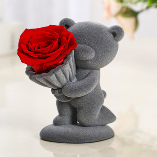 Eternal Rose Bear Jewelry Gift Box Figurine