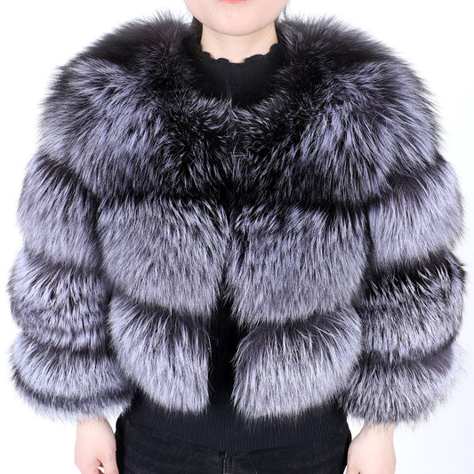 Winter Fashion Thickened Fox Fur Stitching Coat