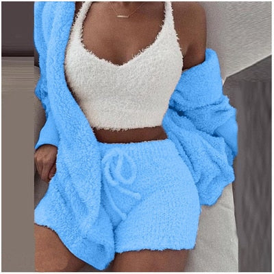 Cozy Lady's Furry Soft 3pc. Pajama Comfortable Home Wear Set | www.mydivinebeauty.biz