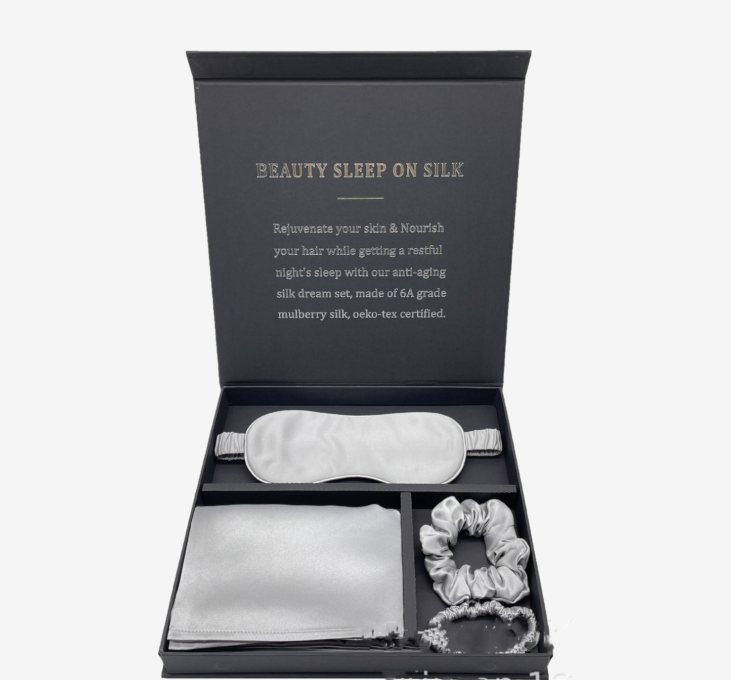 Real Silk Eye Mask Hair Scrunchie Pillowcase Gift Box