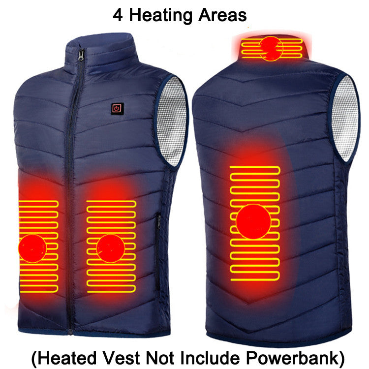 Blue-4 heated areas, Winter USB Heating Jacket Men's And Women's Fashion Hunting Warm Clothing