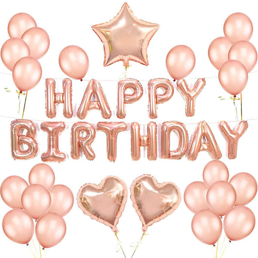 Happy Birthday Birthday Letter 16 Inch Rose Gold Balloon Set