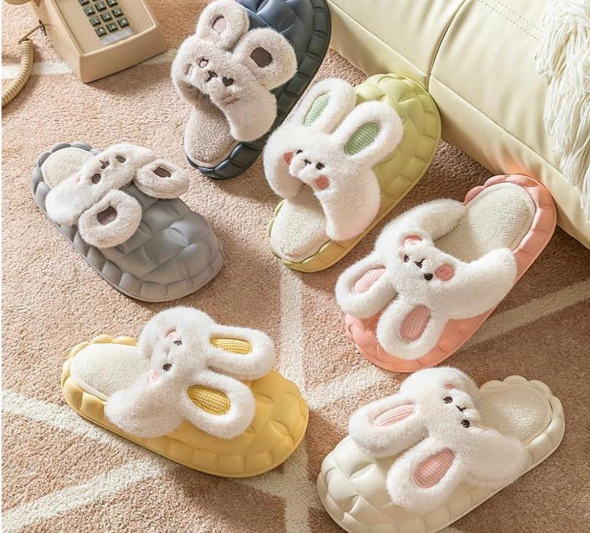 Cute Fuzzy Rabbit Detachable Washable House Shoes