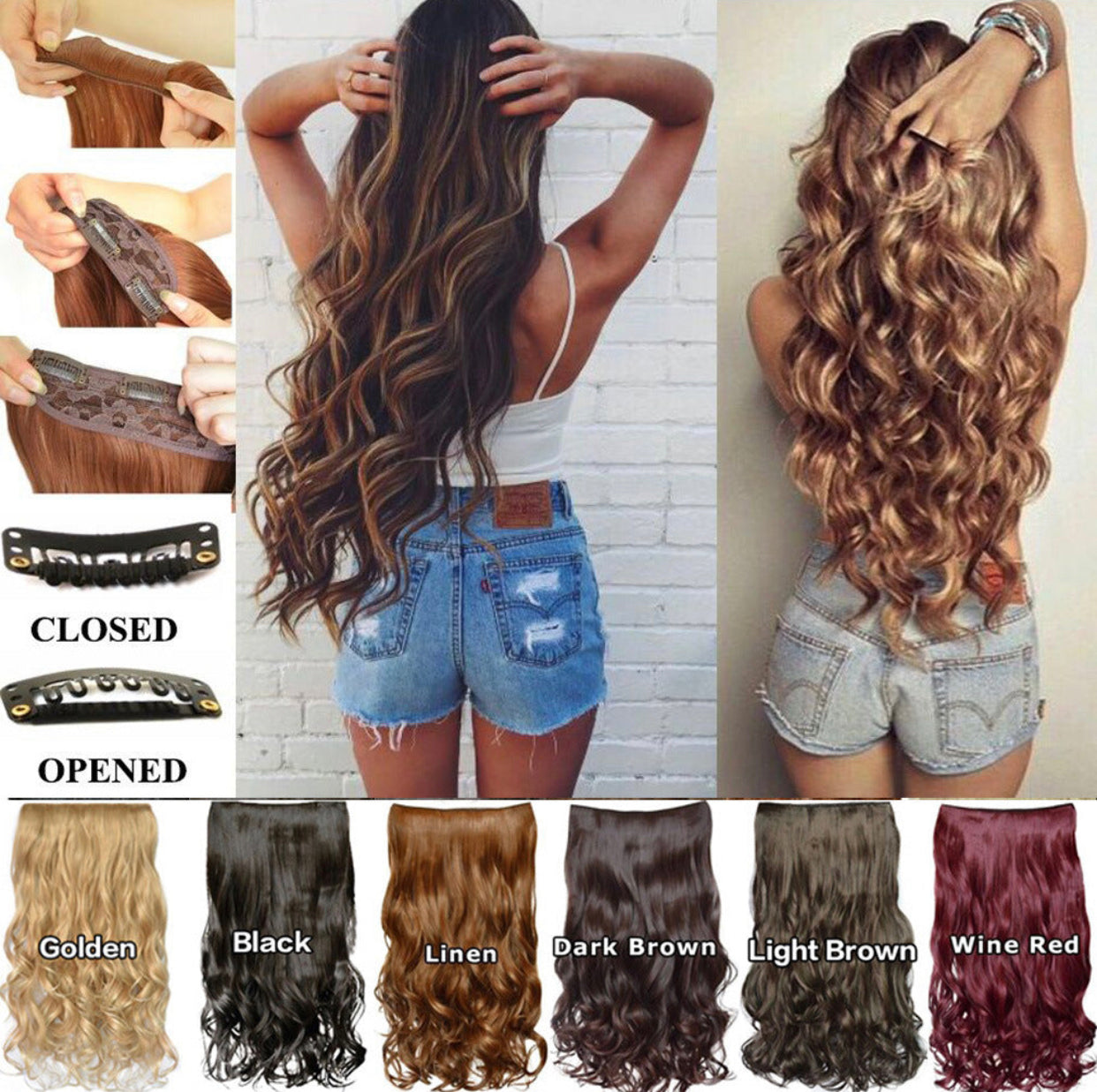 5 Card Curly Hair Wig Pieces